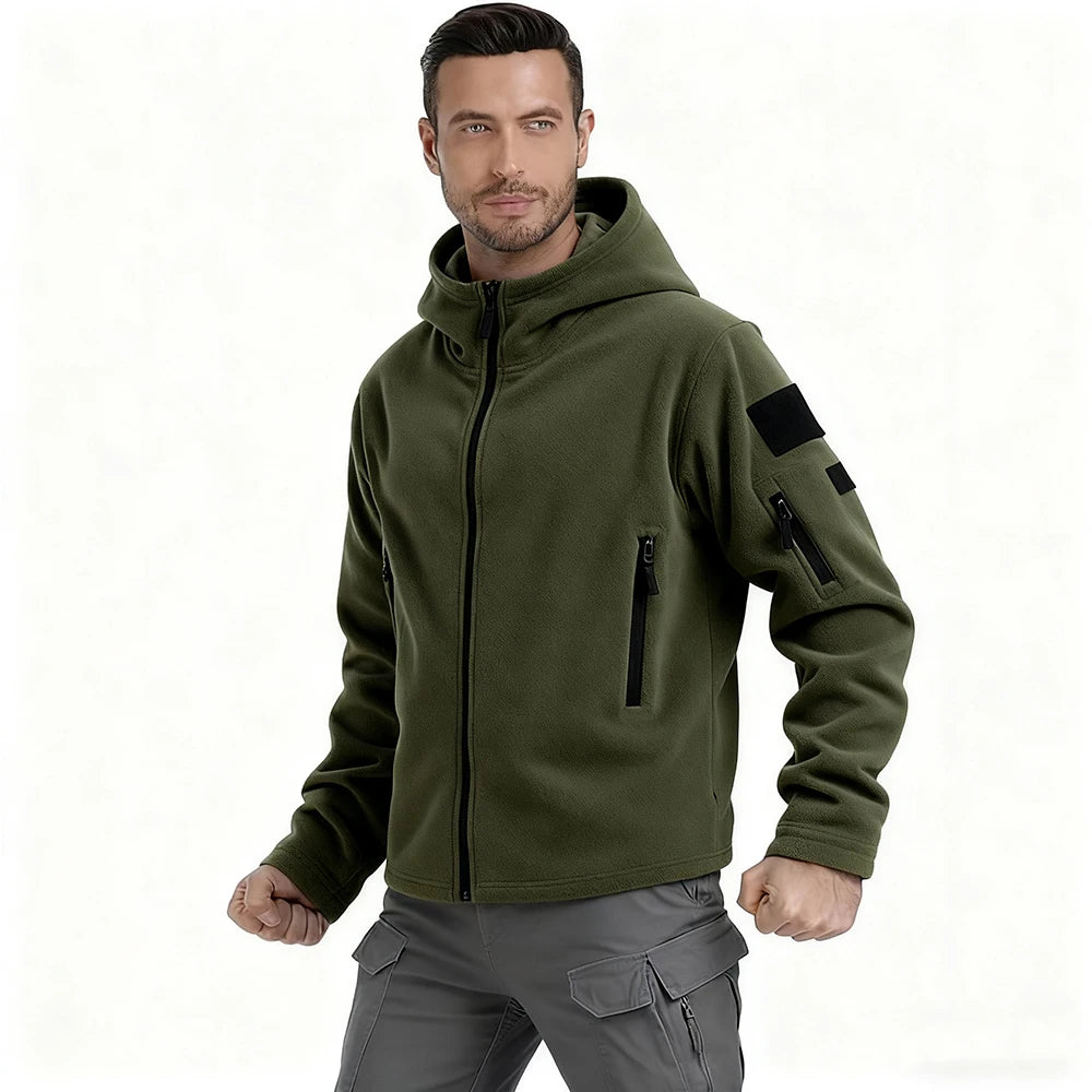 Winter Hunting Men’s Fleece Jacket Warm Coats Polar Outdoor Hoodie Jacket Multi-Pocket Casual Full Zip Sport Hiking Coat S-XXXL