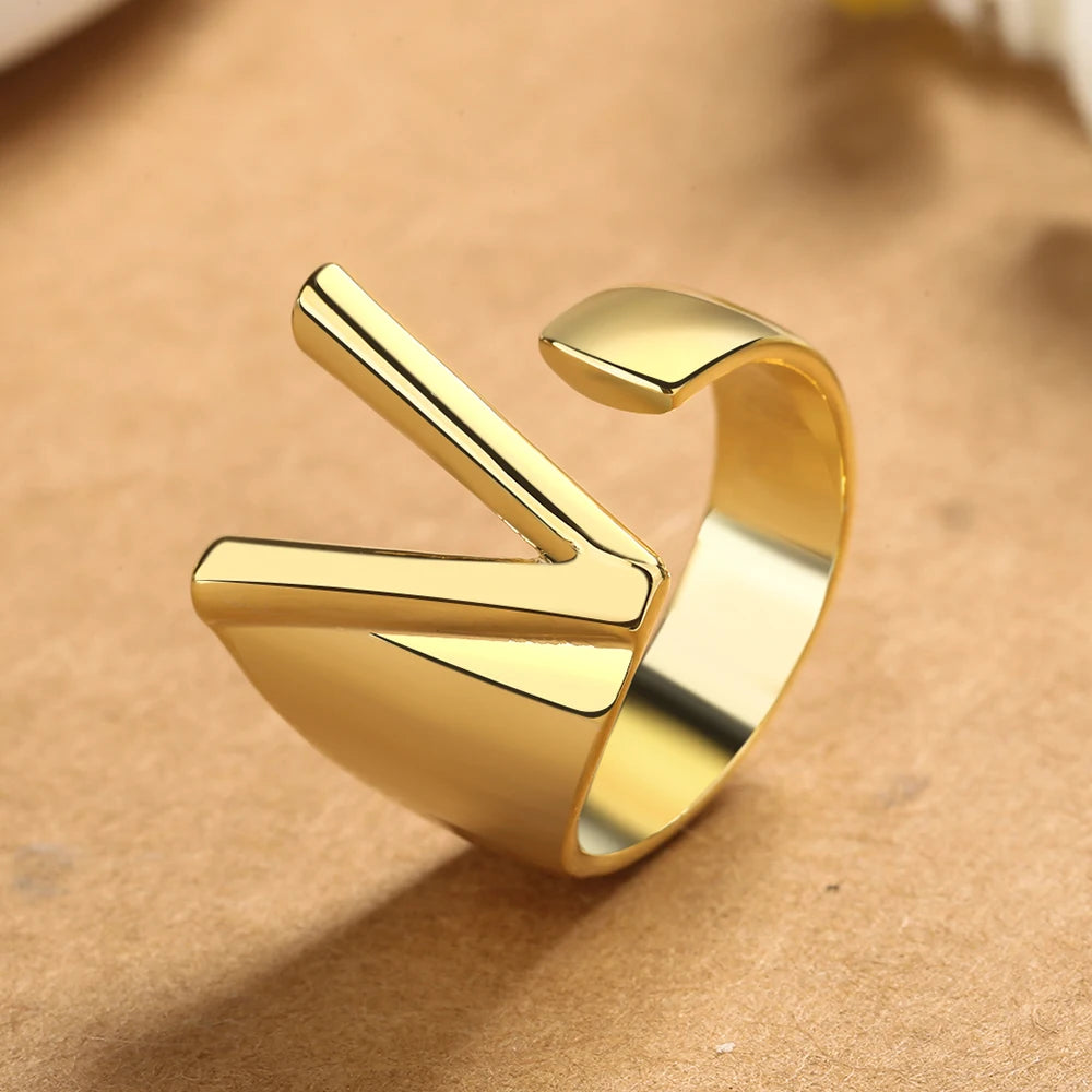 26 English Letters 925 Silver Ring Joint Fashion Personality Retro Index Finger Ring Opening 18K Gold Ring
