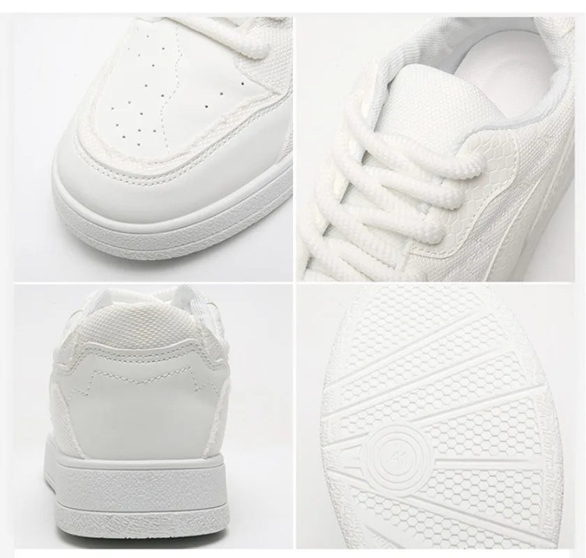 Fashionable and Luxurious New Men Sports Shoes Solid Color Round Toe Flat Spring Flat Bottom Thick Sole Comfortable Sports Shoes