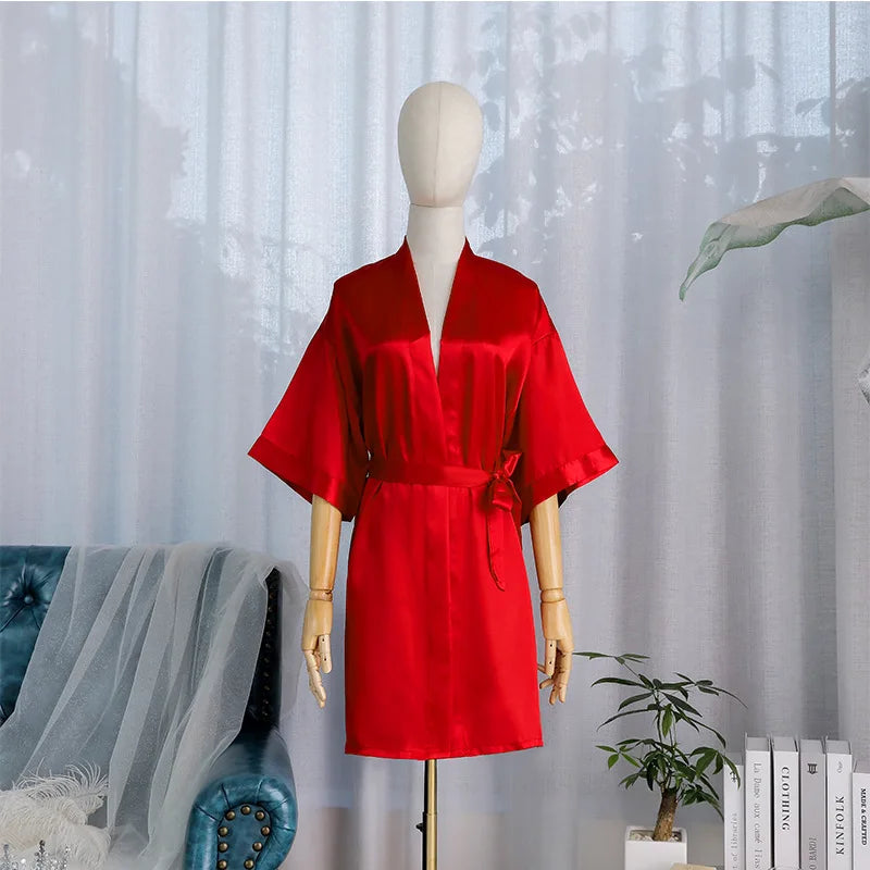 Kimono Robe Bride Bridesmaid Wedding Bathrobe Casual Women Sleepwear Nightgown Embroidery Letter Home Clothing Lingerie