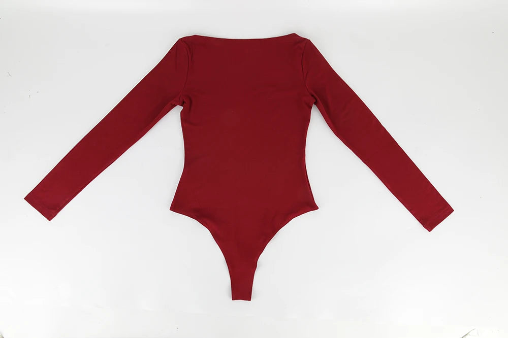 Women's Round Collar Elastic Bodysuit Long Sleeve Jumpsuit Shapewear Shaper Lady Sexy New Female Warm Clothes Autumn Winter