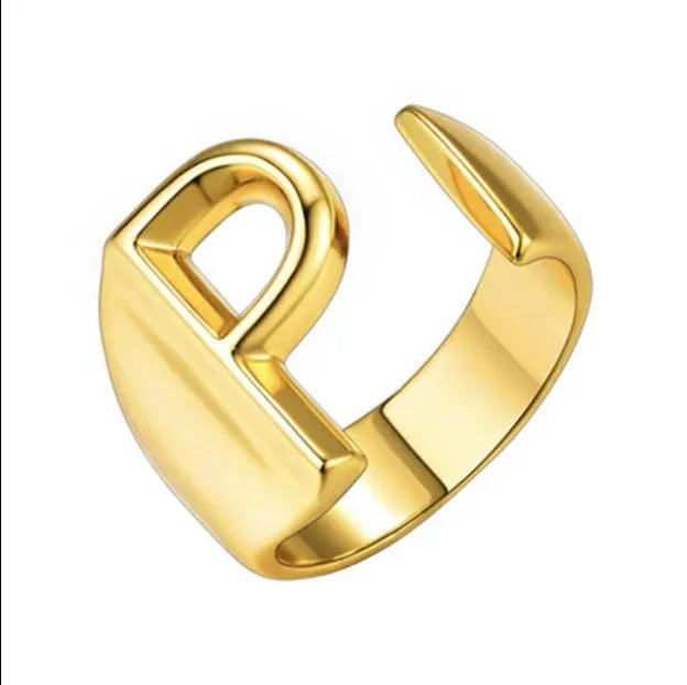 26 English Letter Ring Opening Adjustable Female Personality Internet Celebrity Ring Fashion Jewelry Couple Mother's Day Gift