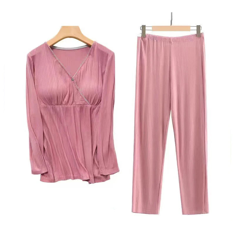 Maternity Nursing Sleepwear Breastfeeding Nightwear for Pregnant Women Pregnancy Breast Feeding Pajamas Suits Maternity Clothes