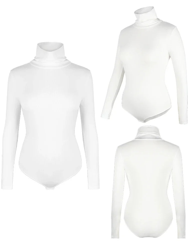 High Neck Bodysuit Women's Long Sleeved Shapewear Tummy Control Body Shaper Sexy Briefs Female Warm Clothing Autumn Winter New