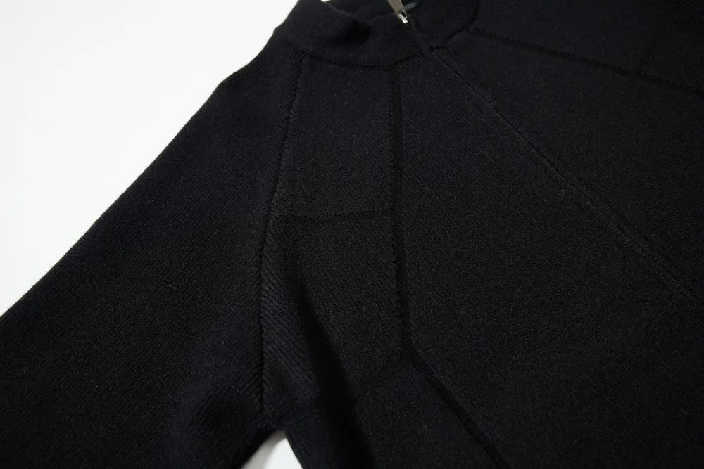 Spliced Sweatercoat Mens Autumn Winter Casual Loose Raglan Sleeve Stand Collar Long Sleeve Knitted Sweater Outerwear Man