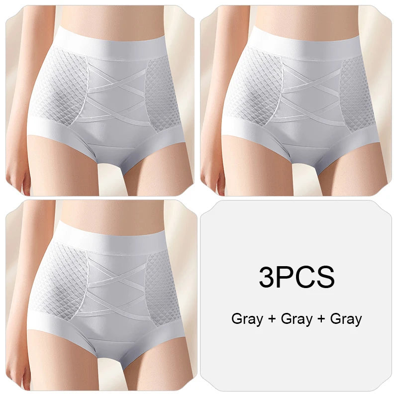 Fashion Belly Reducing Panties for Woman Women Micro Underwear Woman Ice Silk Women's Lingerie High Waist Panties Set Pack Sexy