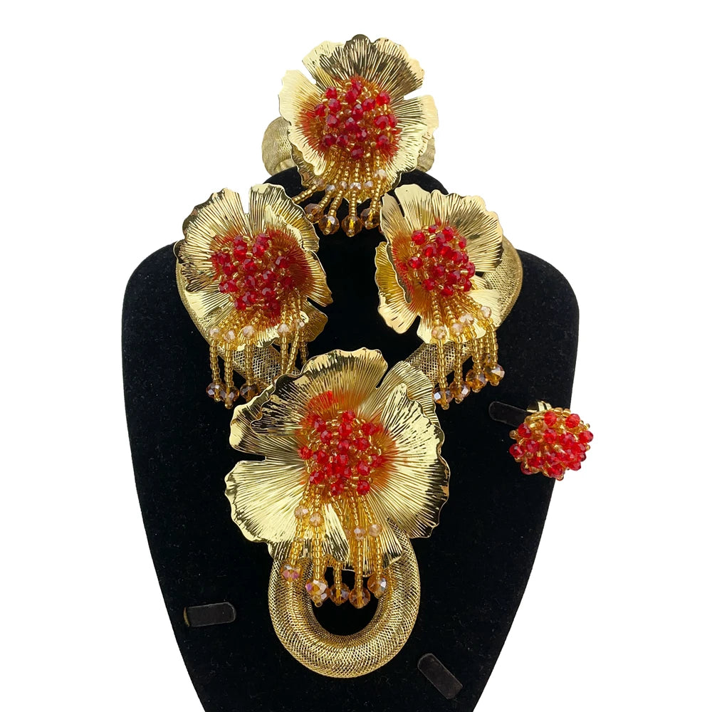 Brazilian Jewelry Sets High Quality Big Jewelry Bridal Jewelry for Women Wedding Christmas Gift FHK20758