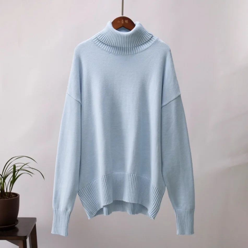 Sweater for Woman Autumn Winter New High Neck Thickened Warmth Knitted Sweater Fashionable Casual Loose Sweaters Pullovers