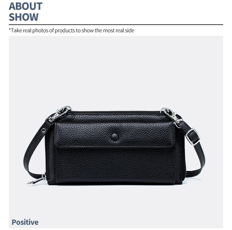New Women Handbags Female Genuine Leather Shoulder Bags Multi Functional Large Capacity Crossbody Bags Touch Screen Phone Bag