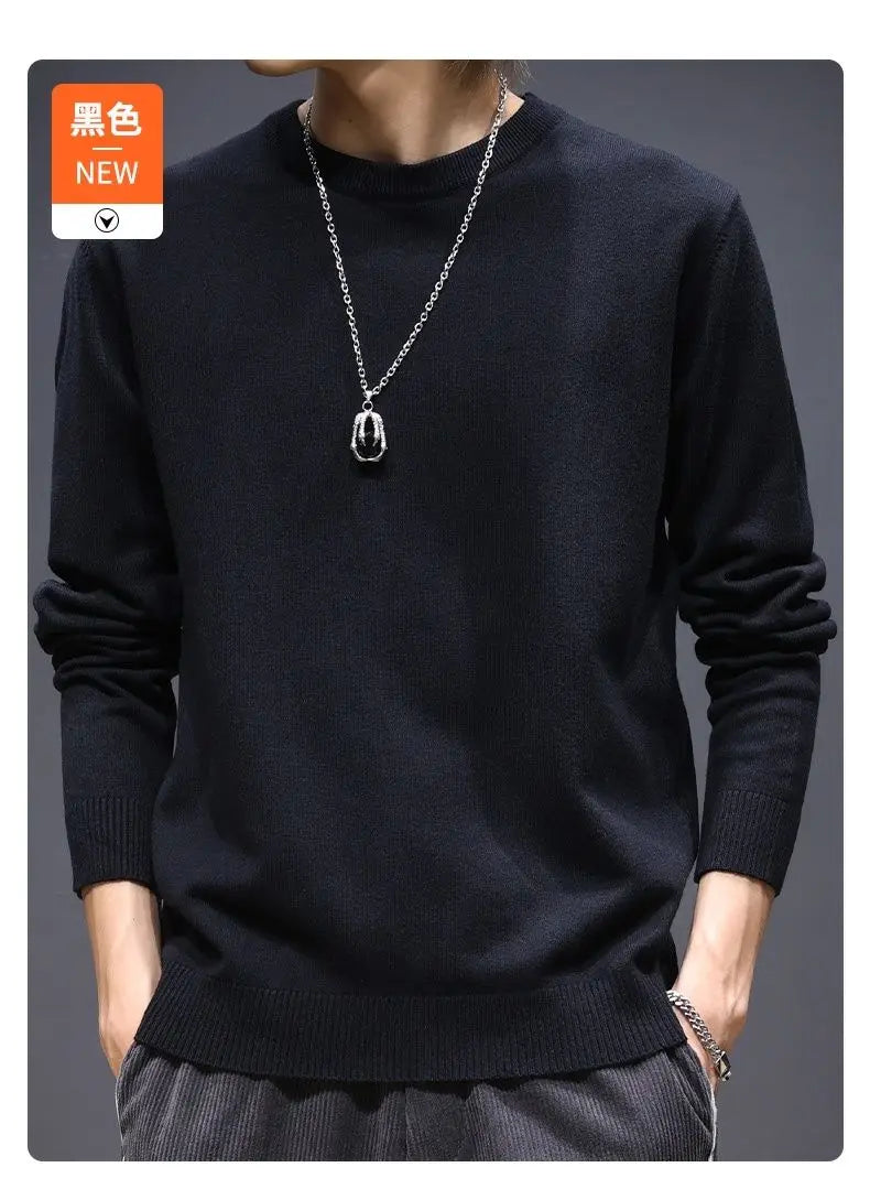 Sweater Men's Young Knitted Solid Color Casual Pullover Round Neck Sweaters