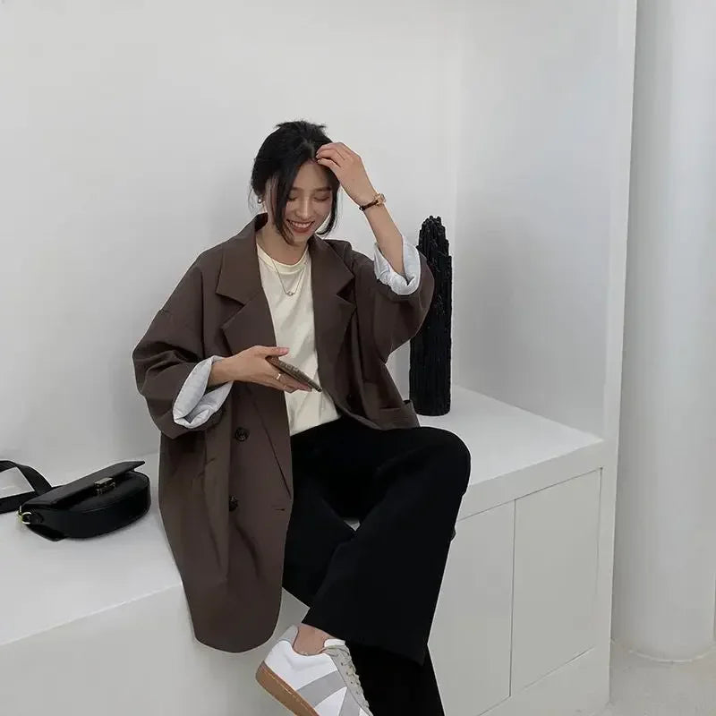 2025 Blazer Women Spring and Autumn New Arrived Long-sleeved Korean Style Loose Fashion Casual Suit Female