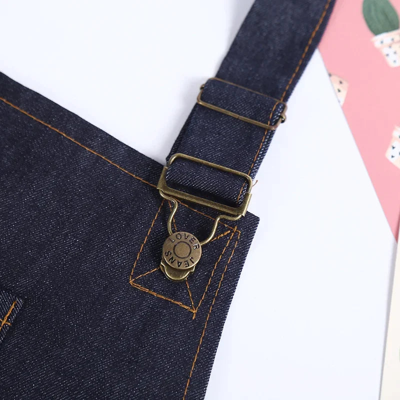 Kitchen Apron Unisex Denim Aprons Adjustable Men Women Apron with Pocket Chefs Cooking Baking Home Cleaner Tool Halter