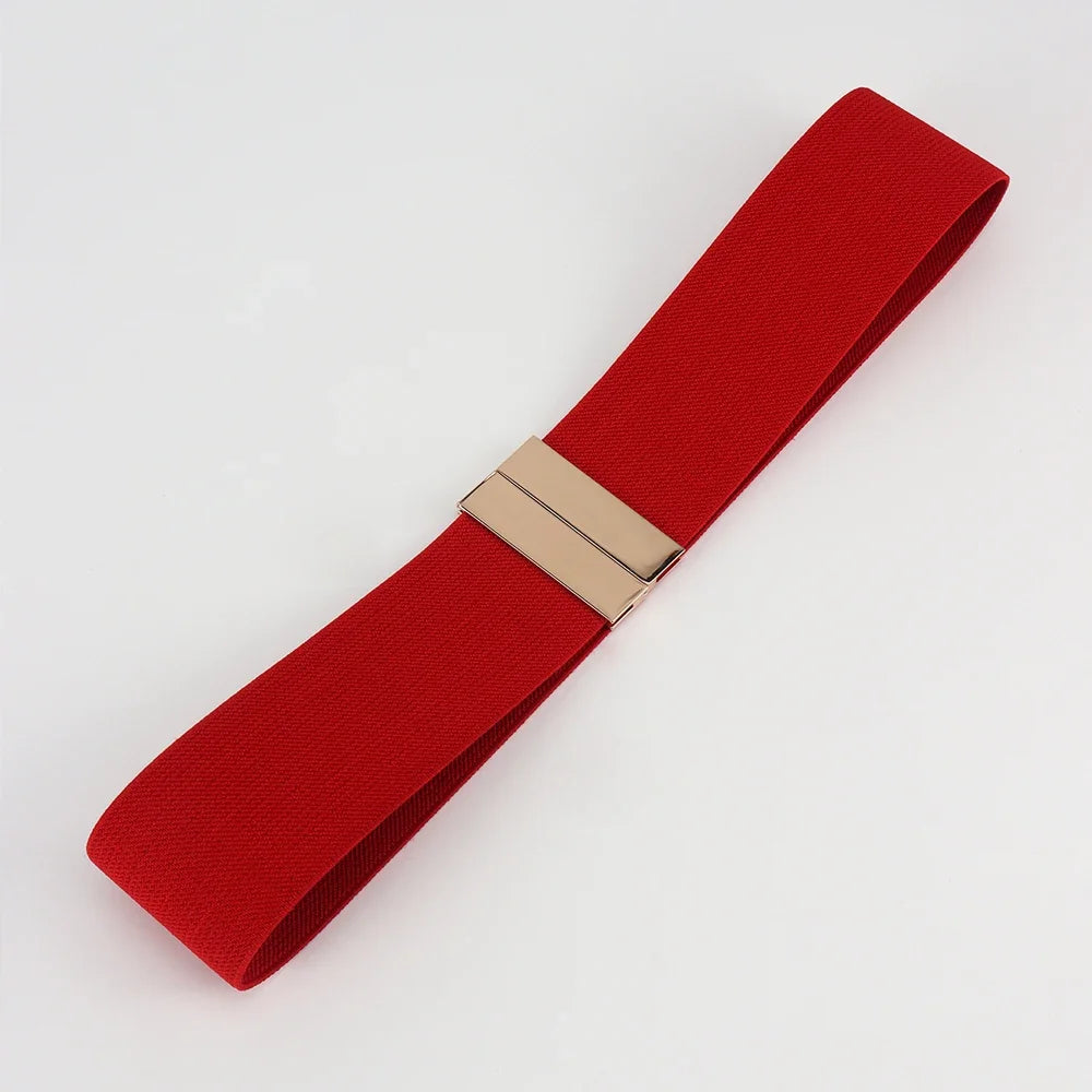 High Quality Belts for Women Black Waist Elastic Ladies Band Round Buckle Decoration Coat Sweater Fashion Dress Rice White