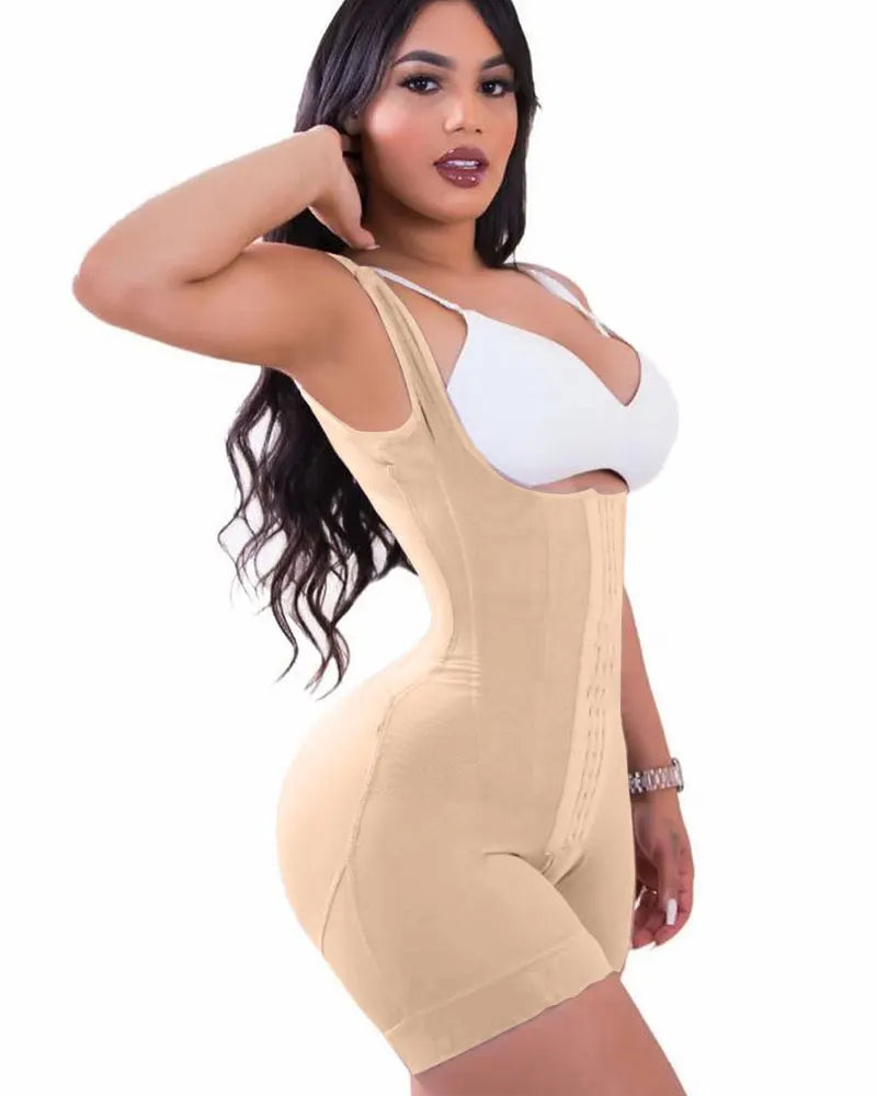 Women's  A Comfy Shaping Jumpsuit Flatten Abdomen Waist and Hips Zip Front Closure Shapewear Firm Tummy Compression Butt Lifter