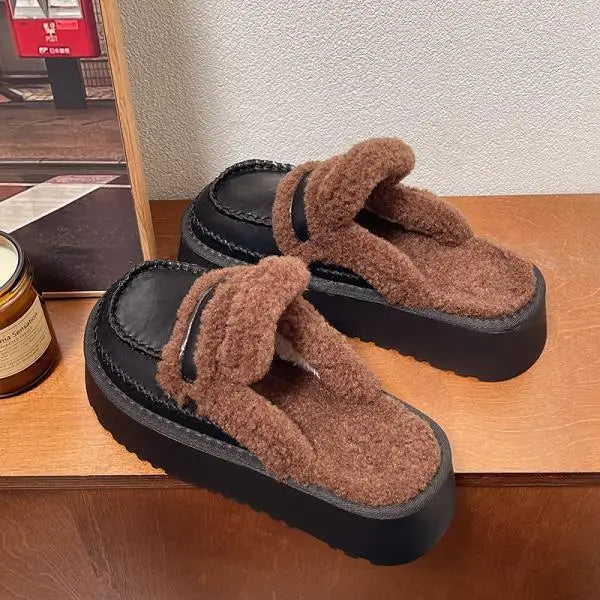 Shoes Loafers Ladies' Slippers Luxury Slides Winter Footwear Cover Toe Slipers Women Platform Designer 2024 House Slippers Platf