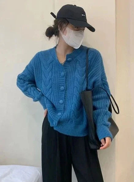 Ladies Sweaters Winter Button Kawaii Knitted Top for Women Yellow Cute Cardigan Designer Y2k Fashion Korea Korean Luxury Jumper