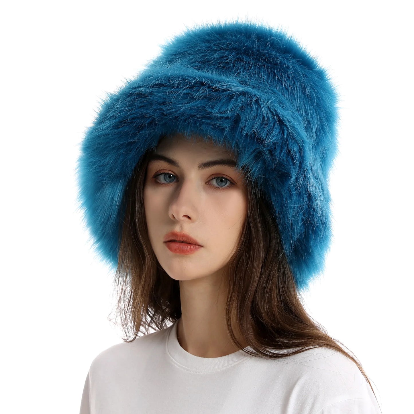 Hat Woman Winter Faux Fur Fisherman Hat Woman Versatile Warm Female Casual Party Fur Hats Women's Cap Ins Plush Bucket Hat