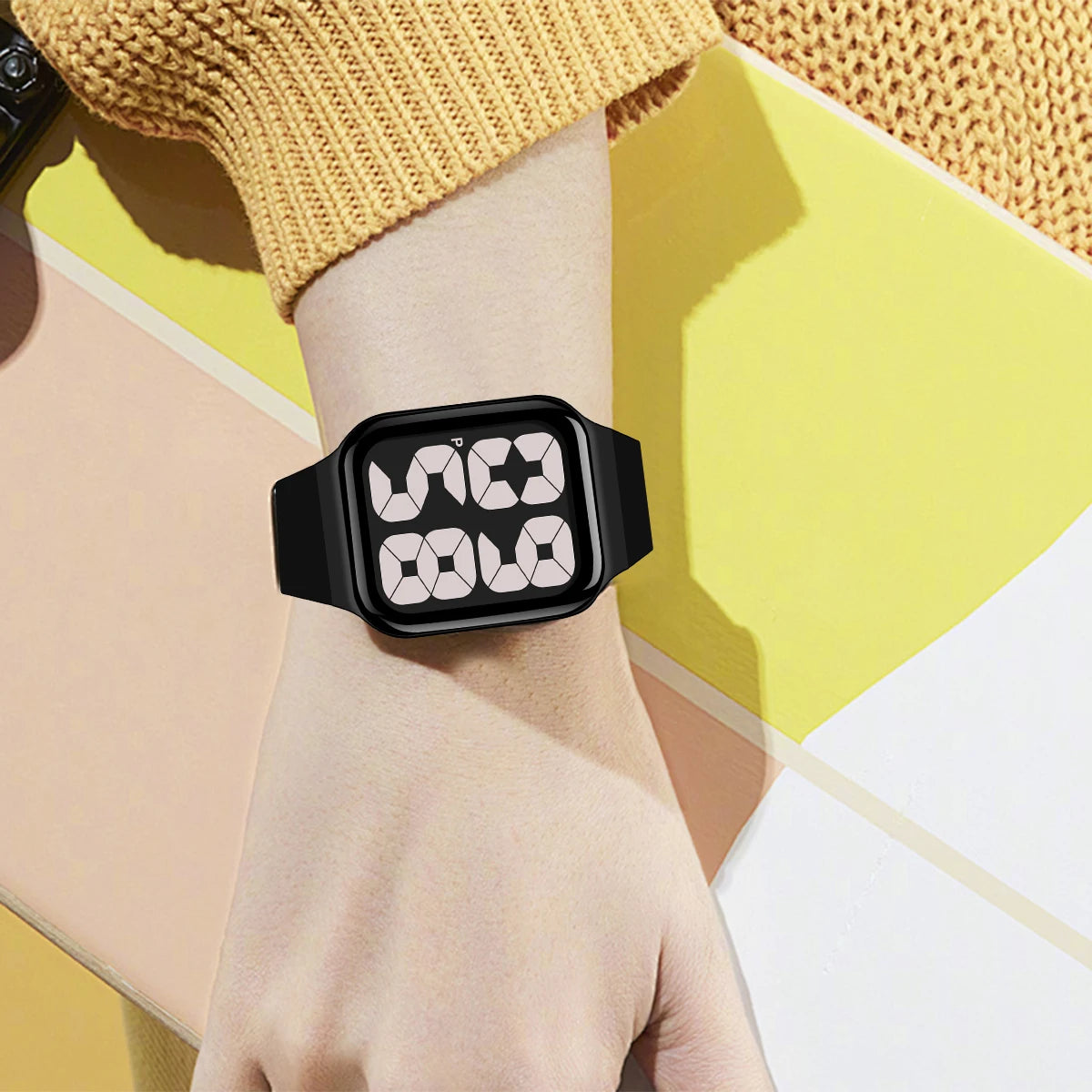 Men's and women's fashionable casual electronic watch with large dial, large numbers, minimalist design, waterproof watch