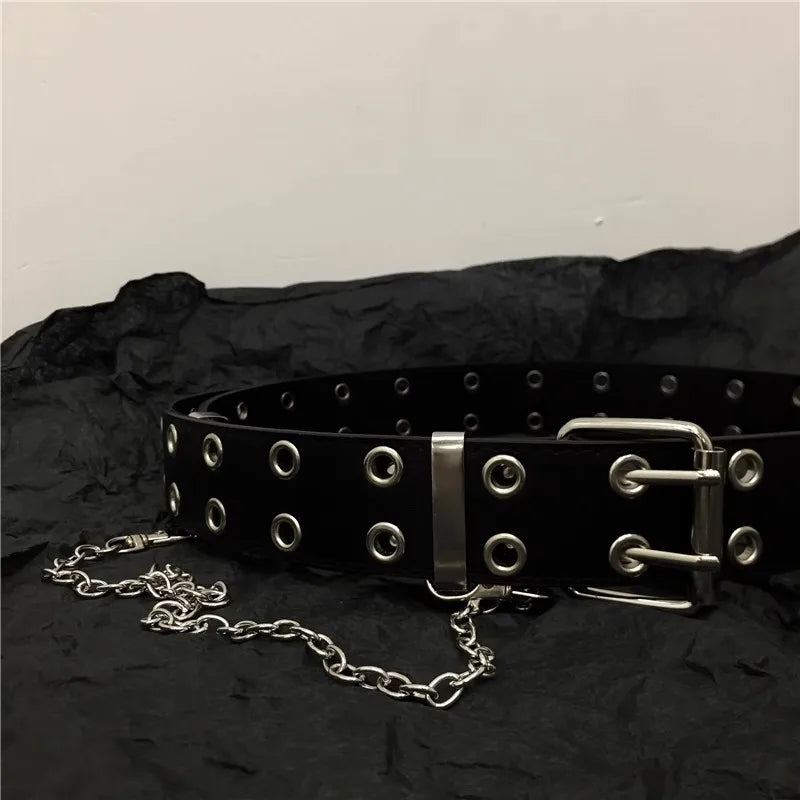 Fashion Alloy Women Belts Chain Luxury for Genuine Leather New Style Pin Buckle Jeans Decorative Ladies Retro Decorative Punk