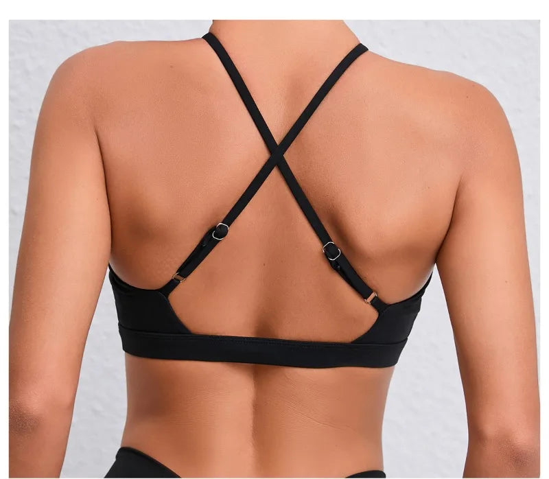 Women's Yoga Bra - Running Cross Back Breathable Naked Feel Sports Fitness Bra  for Yoga Running Gym Top