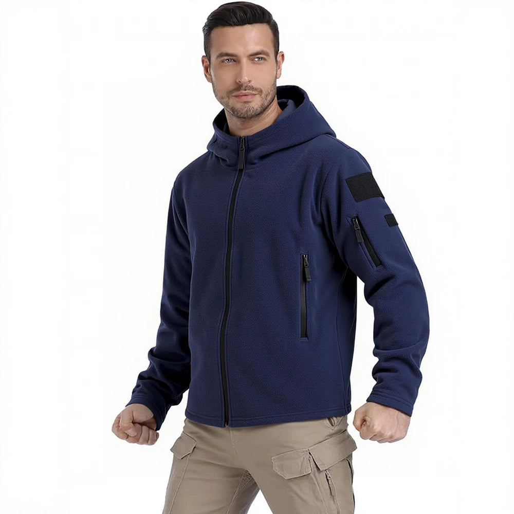 Winter Hunting Men’s Fleece Jacket Warm Coats Polar Outdoor Hoodie Jacket Multi-Pocket Casual Full Zip Sport Hiking Coat S-XXXL