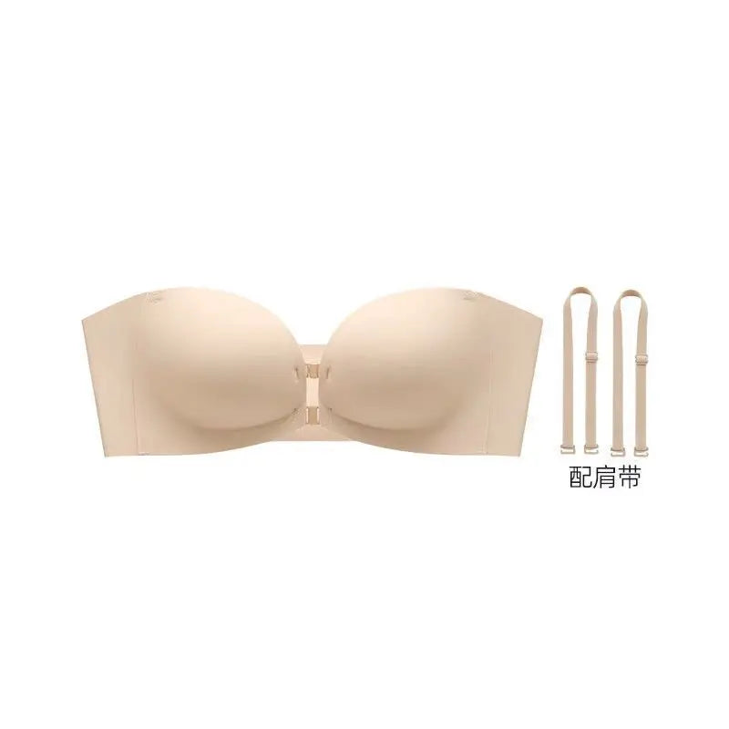 Double Front-buttoned Strapless Bra for Women, Invisible, Anti-slip, Strapless and Backless, with A Close-in Top Support Bra