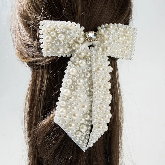 Bridal Bow Hair Clips Heavy Beading Fashion Spring Clip Beautiful Women’s Hair Accessories Elegant Wedding Gift Hair Accessory