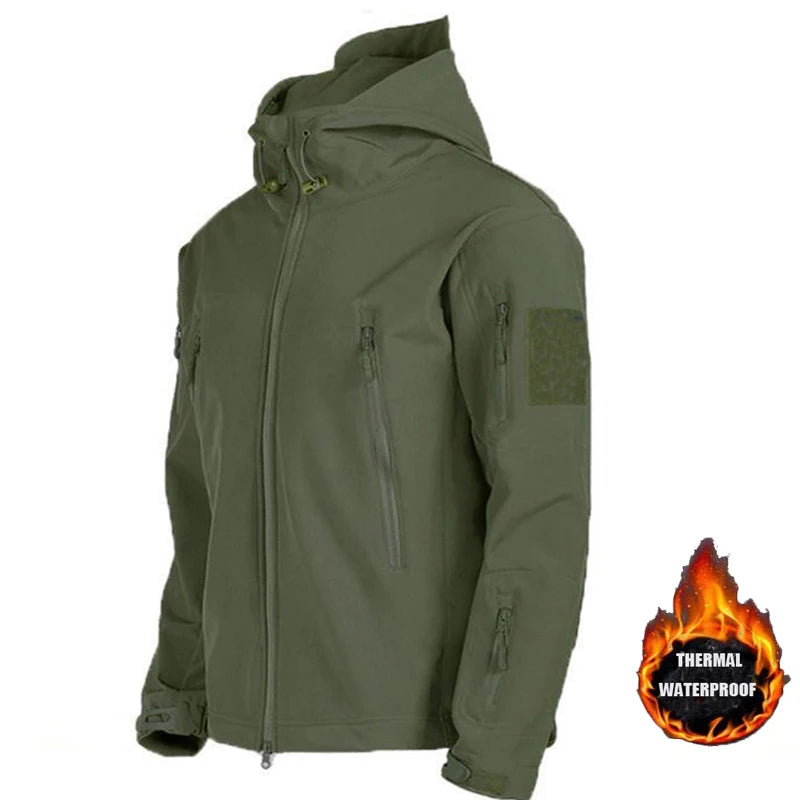 Tactical Military Men Winter Autumn Fleece Waterproof Jackets Sports Hiking Camping Climbing Outdoor Hooded Coat Hunting Combat