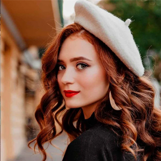 HOES-Beret Hat For Women French Style Beanie Winter Fashion Warm Wool Lining Knit Cap Fashionable Artist Winter Hat