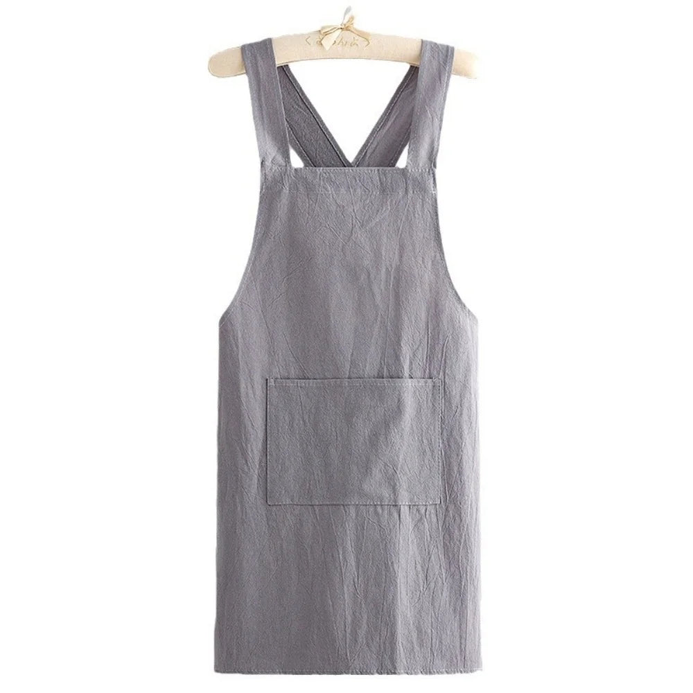 Kitchen Apron Loose Comfortable Cotton Cloth Apron Kitchen Cleaning Apron Breathable Waist Work Clothes For Painting Barber
