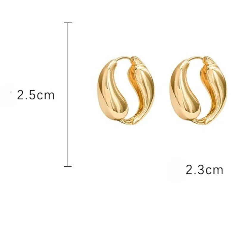 Wide Metal Bangle Ring for Women Gold and Silver Color Chunky Waterdrop Open Wrist Cuff Thick Irregular Twisted Bracelet Jewelry