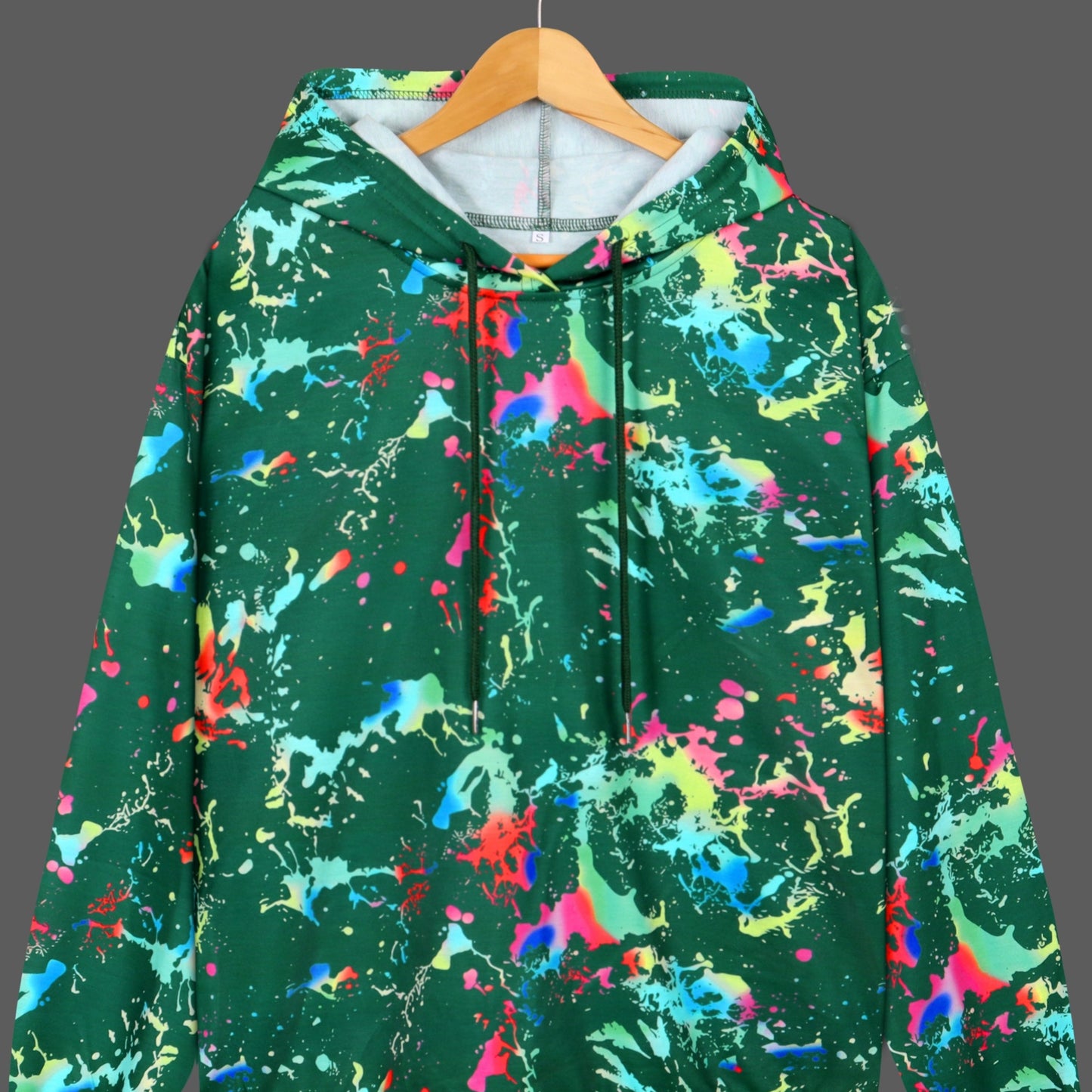 Color Printing Graphic Casual Long Sleeve Hooded Sport Sweatshirt For Women, Casual Sports Drawstring Hoodie, Women's Tops