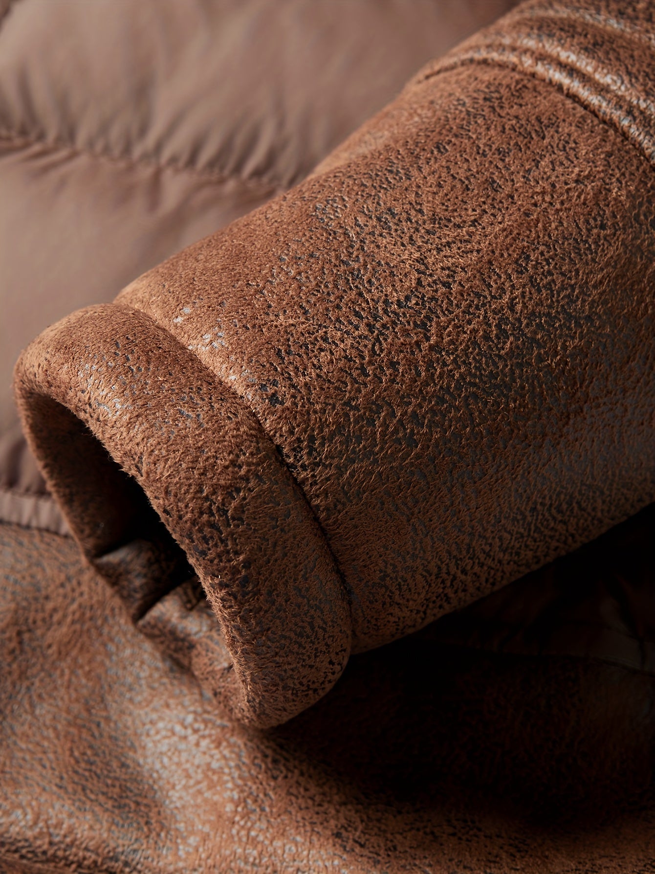 Men's Casual Winter Jacket - Warm Fleece-Lined Coat with Zippered Pockets, Brown & Beige Design, Perfect for Outdoor Activities & Casual Attire, Cold Weather Gear | Sleek Look | Suedelike Finish, Winter Clothes