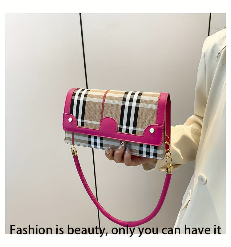 Chic Striped Crossbody Bag For Women - Waterproof Pu Leather With Detachable Strap, Magnetic Closure Crossbody Bags For Women Leather Handbags For Women