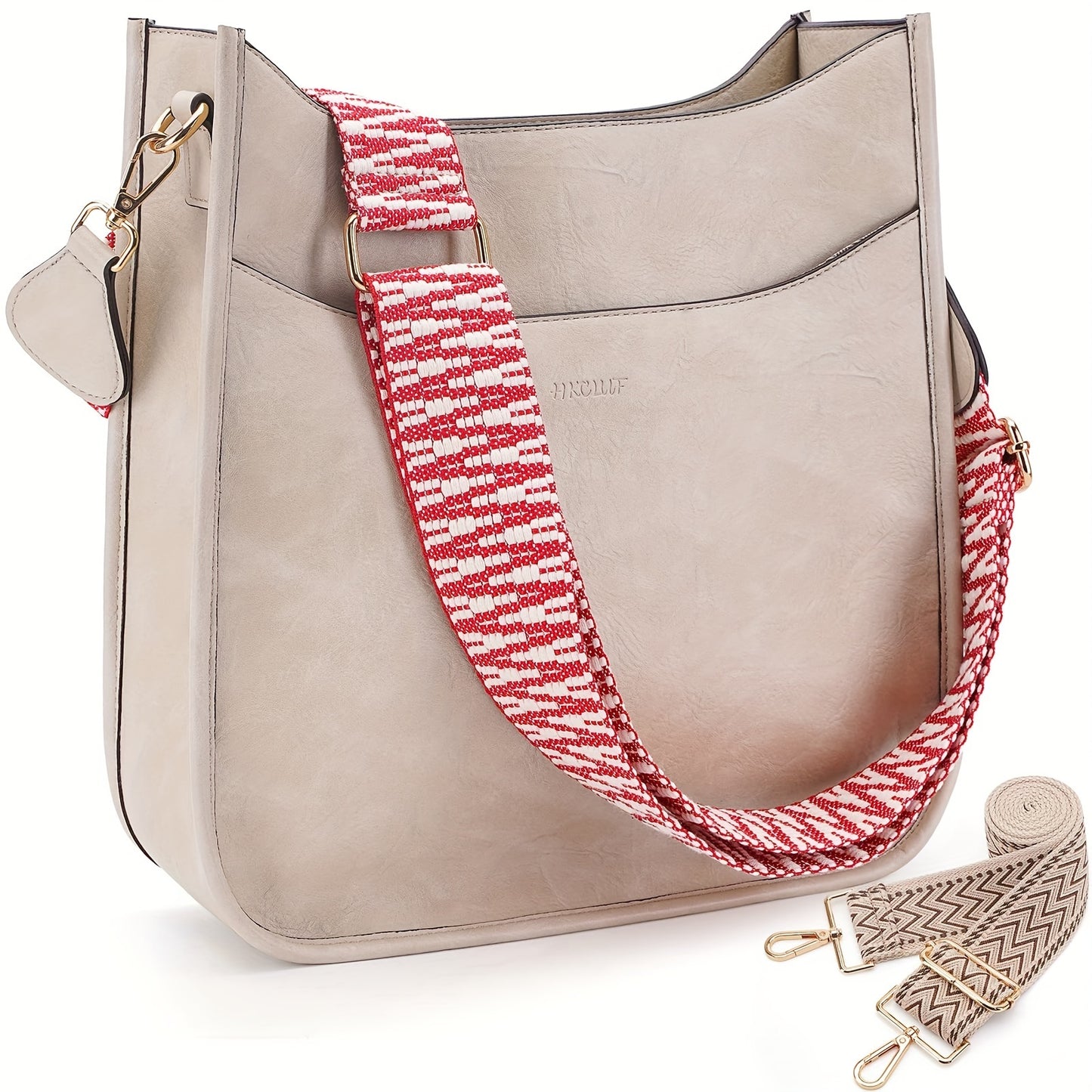 2PCS Adjustable Guitar Strap Vegan Leather Crossbody Bag For Women Hobo Handbags Purse Shoulder Bucket Bag