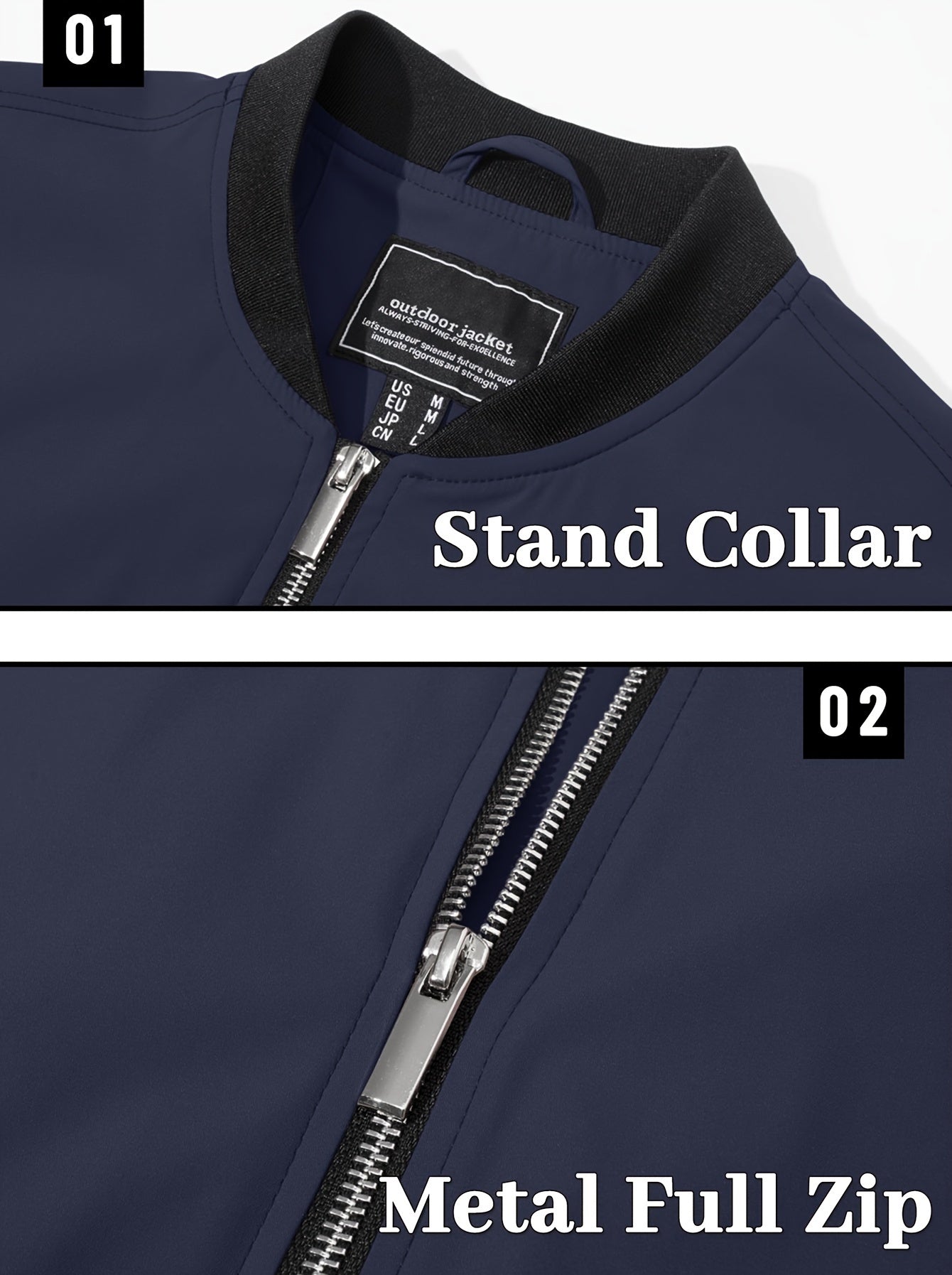 Men's Casual Winter Jacket Polyester Fabric Windproof Water-resistant Classic Style Lightweight Fashion Multi-pocket Design Ribbed Cuffs And Hem Design Comfortable Full-zipper Placket Baseball Jacket Pilot Jacket