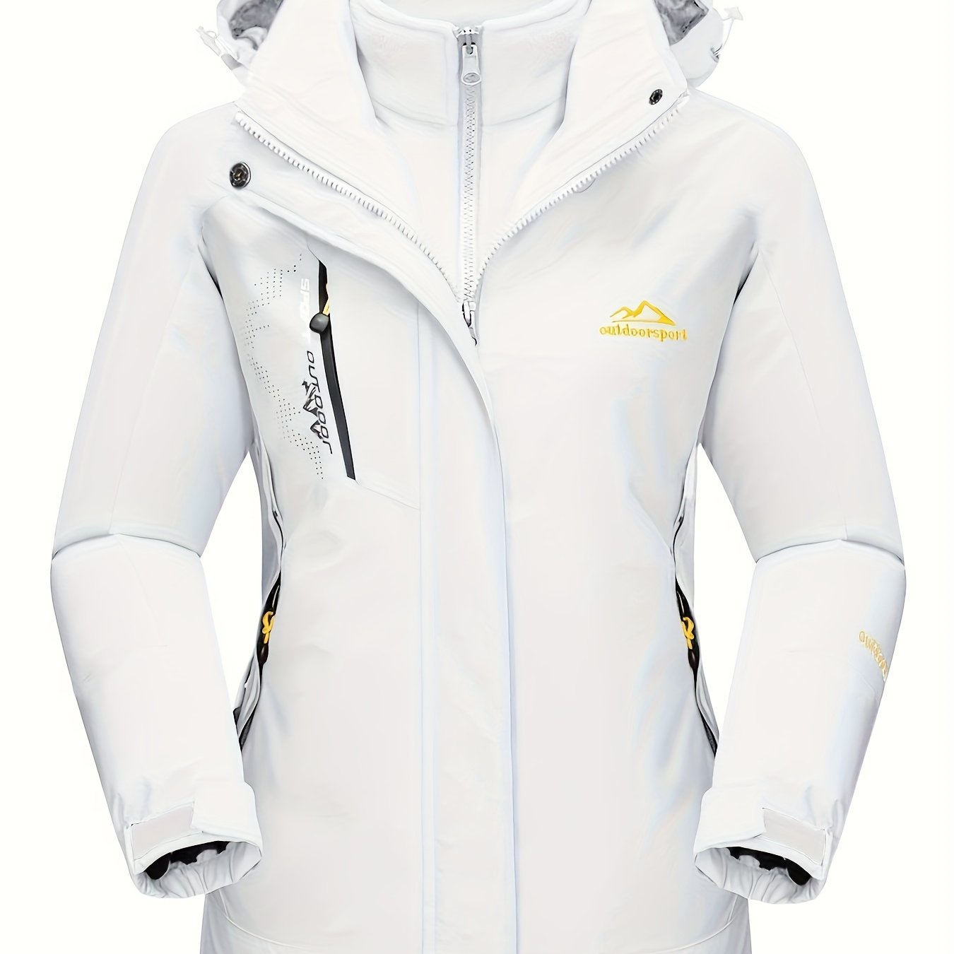 Women's 3-in-1 Winter Coats Snow Ski Jacket Water Resistant Fleece Lined Winter Jacket Parka Windproof Hiking Hooded Coat Multi-pocket Winter Camping Parka Wear Resistant Snowboarding Warm Fleece Jacket