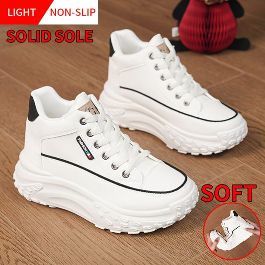 Autumn High Top Shoes Women's New Small White Shoes Casual Women's Shoes Thick Sole Show High Soft Sole Shoes