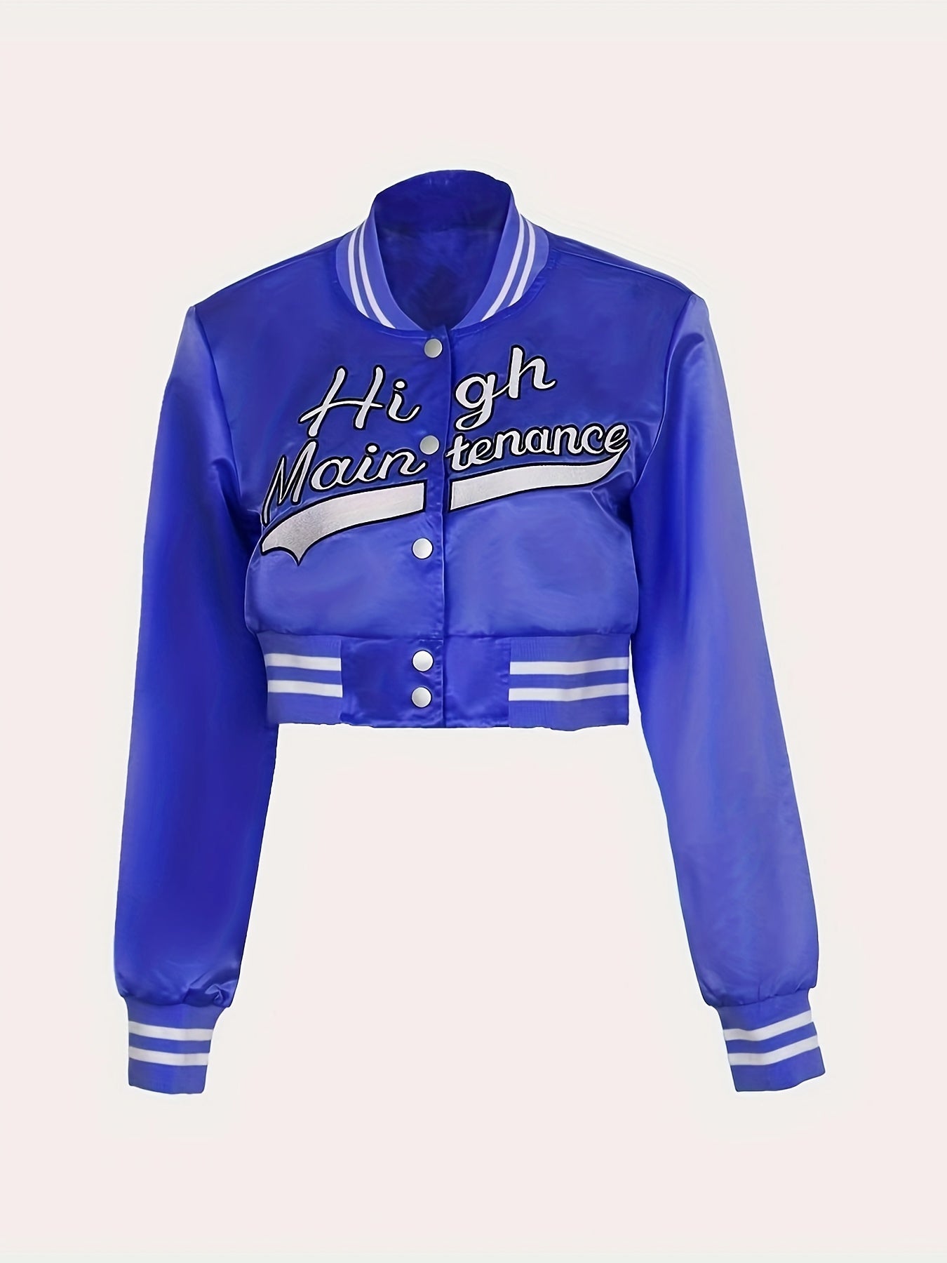Fashion Long Sleeve Cropped Y2k Casual Sports Jacket, Letter Graphic Striped Jacket, Women's Tops