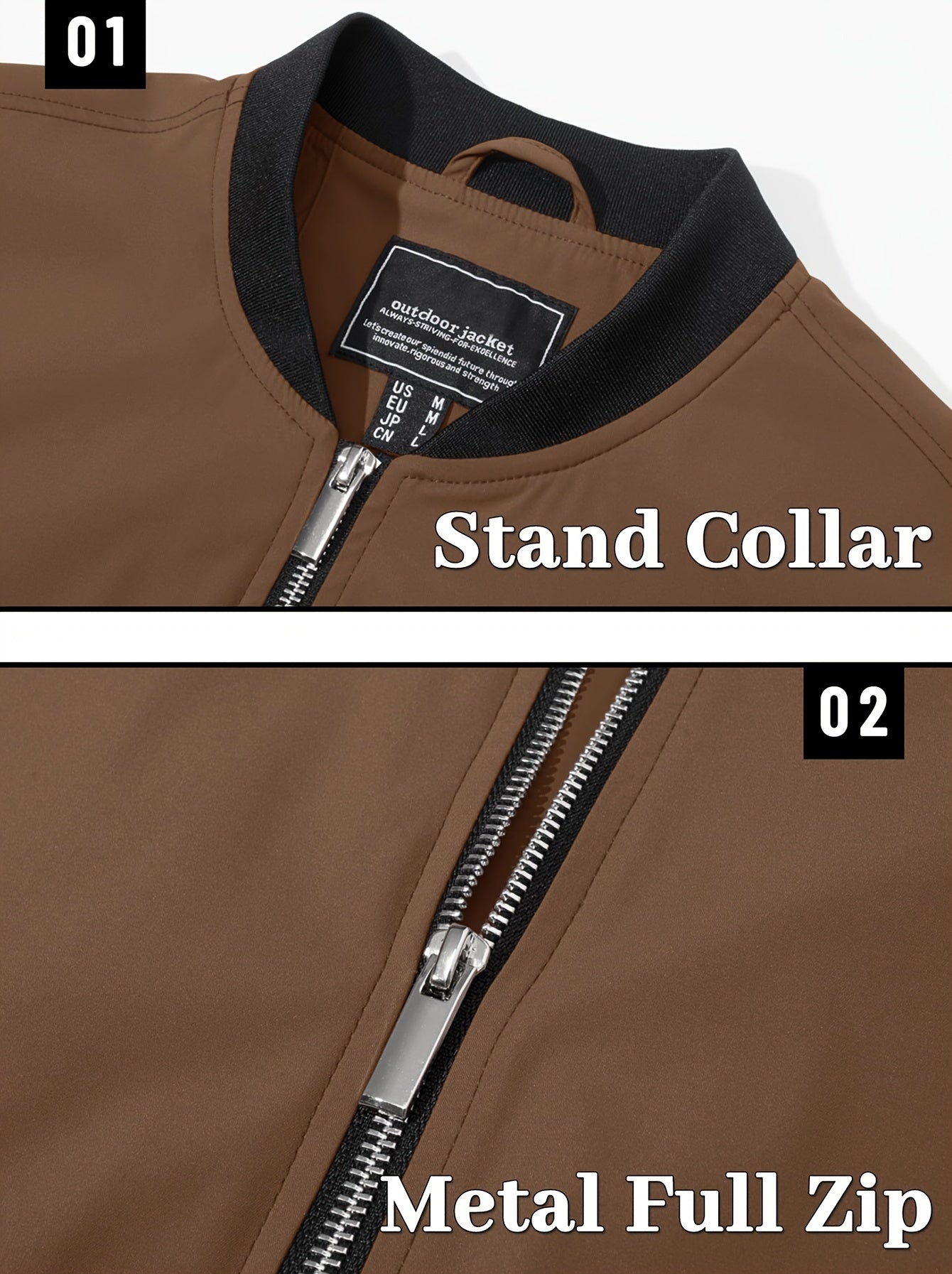 Men's Casual Winter Jacket Polyester Fabric Windproof Water-resistant Classic Style Lightweight Fashion Multi-pocket Design Ribbed Cuffs And Hem Design Comfortable Full-zipper Placket Baseball Jacket Pilot Jacket