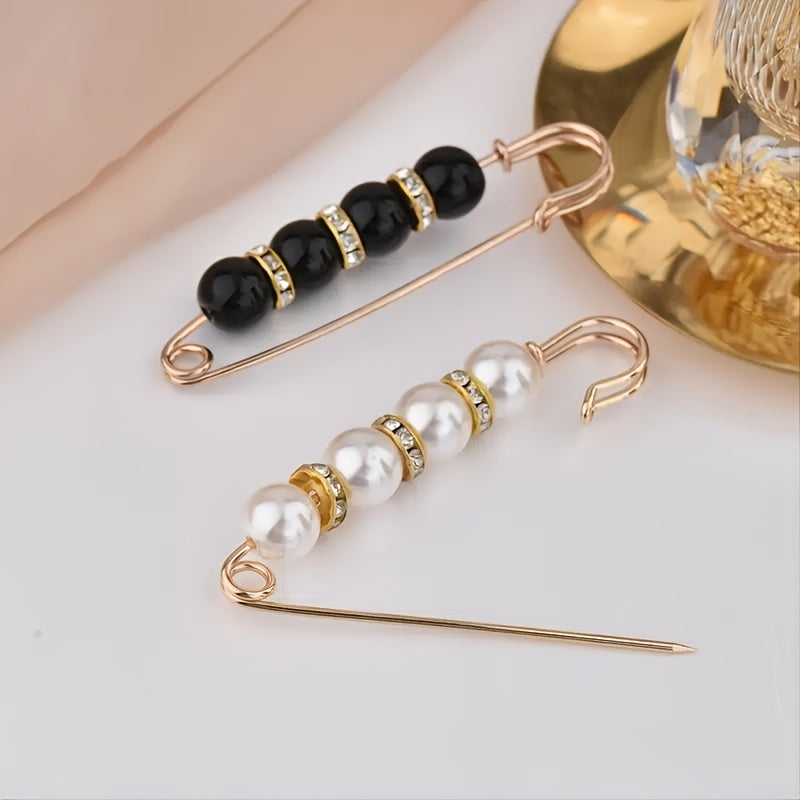 Women's Adjustable Beaded Waist Cinch Belt - Black & White Imitation -like Beads with Golden-Tone Spacers, Handmade-Like Button Closure for Jeans, Dresses, Pants - Waist Trimmer Accessory (Casual/Sweet/Mature Style) - Ideal G