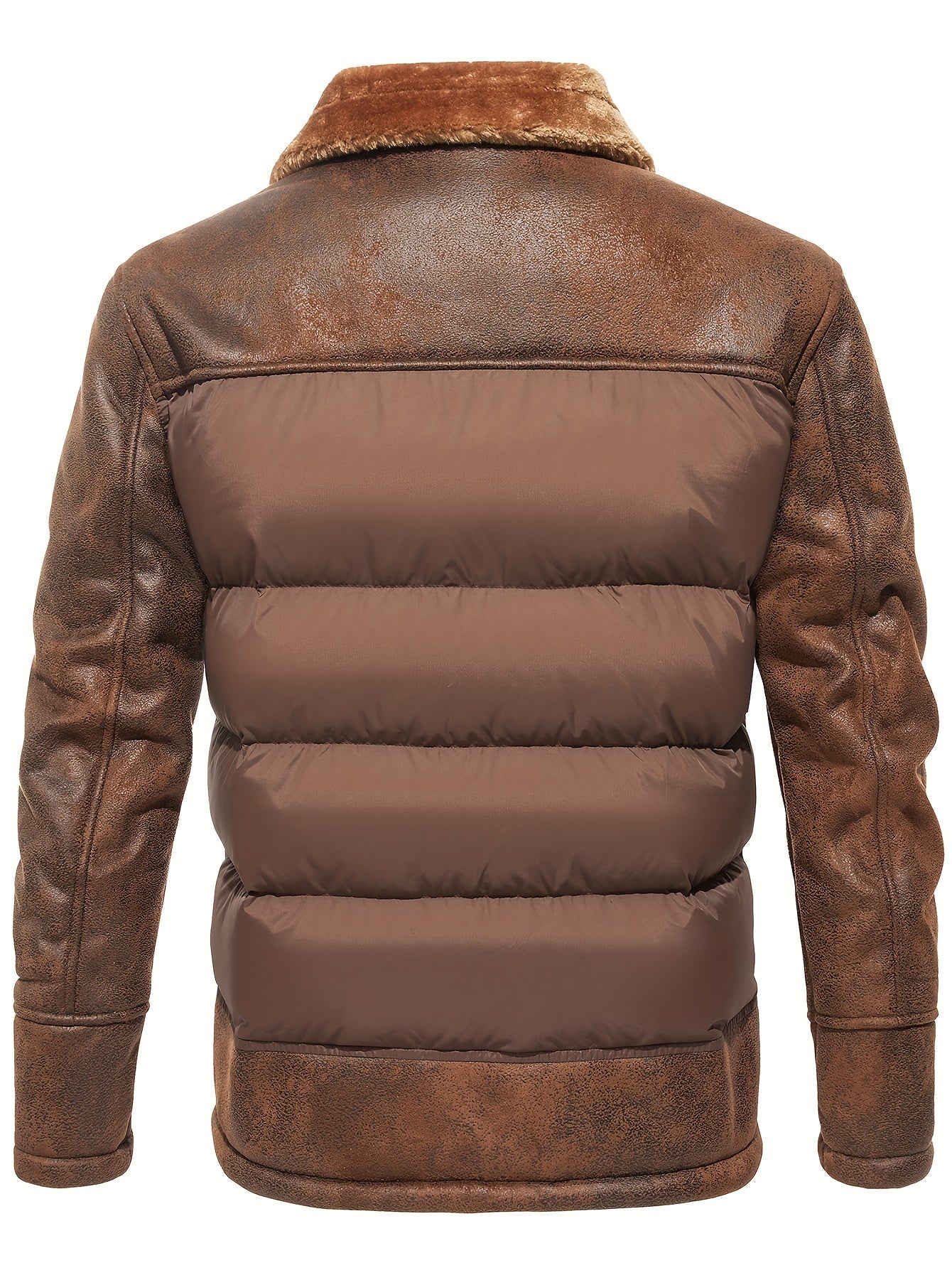 Men's Casual Winter Jacket - Warm Fleece-Lined Coat with Zippered Pockets, Brown & Beige Design, Perfect for Outdoor Activities & Casual Attire, Cold Weather Gear | Sleek Look | Suedelike Finish, Winter Clothes