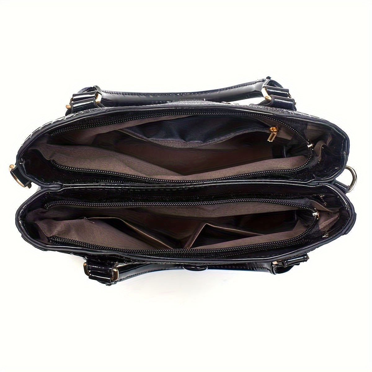 2-Piece Set Crocodile-Embossed PU Leather Handbags, Large Capacity Retro Style Bag, Fashionable Tote & Crossbody Bag For Women With Shoulder Strap