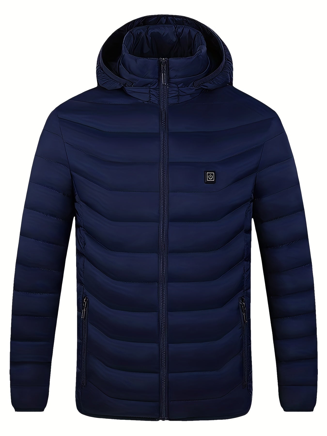 Men's Lightweight Heated Jacket - USB-Powered, Quilted Winter Coat with Adjustable Temperature Control, Zip-Up Hooded Design, Long Sleeves, Outdoor Warmth (Battery Not Included), Winter Jacket