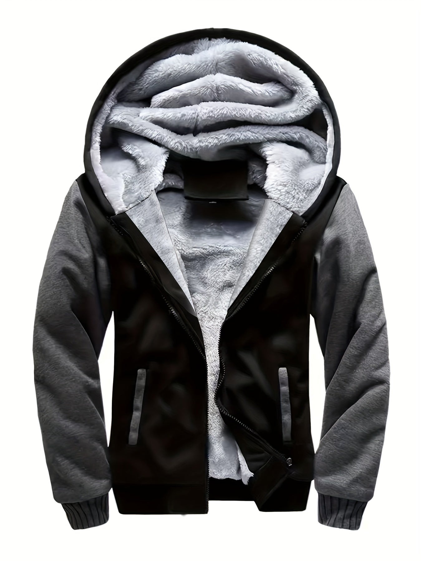 Men's Warm Fleece Hooded Winter Jacket - Cozy & Insulated - Soft Fleece Lining - For Cold Weather - Perfect Gift for Winter Sports Enthusiasts