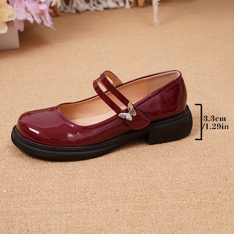 Elegant Black Mary Jane - Chic Comfort Women's Shoes with Golden Buckle, Round Toe, and Comfortable Rubber Sole - Versatile All-Season PU Cover Flats, Ladies Shoes