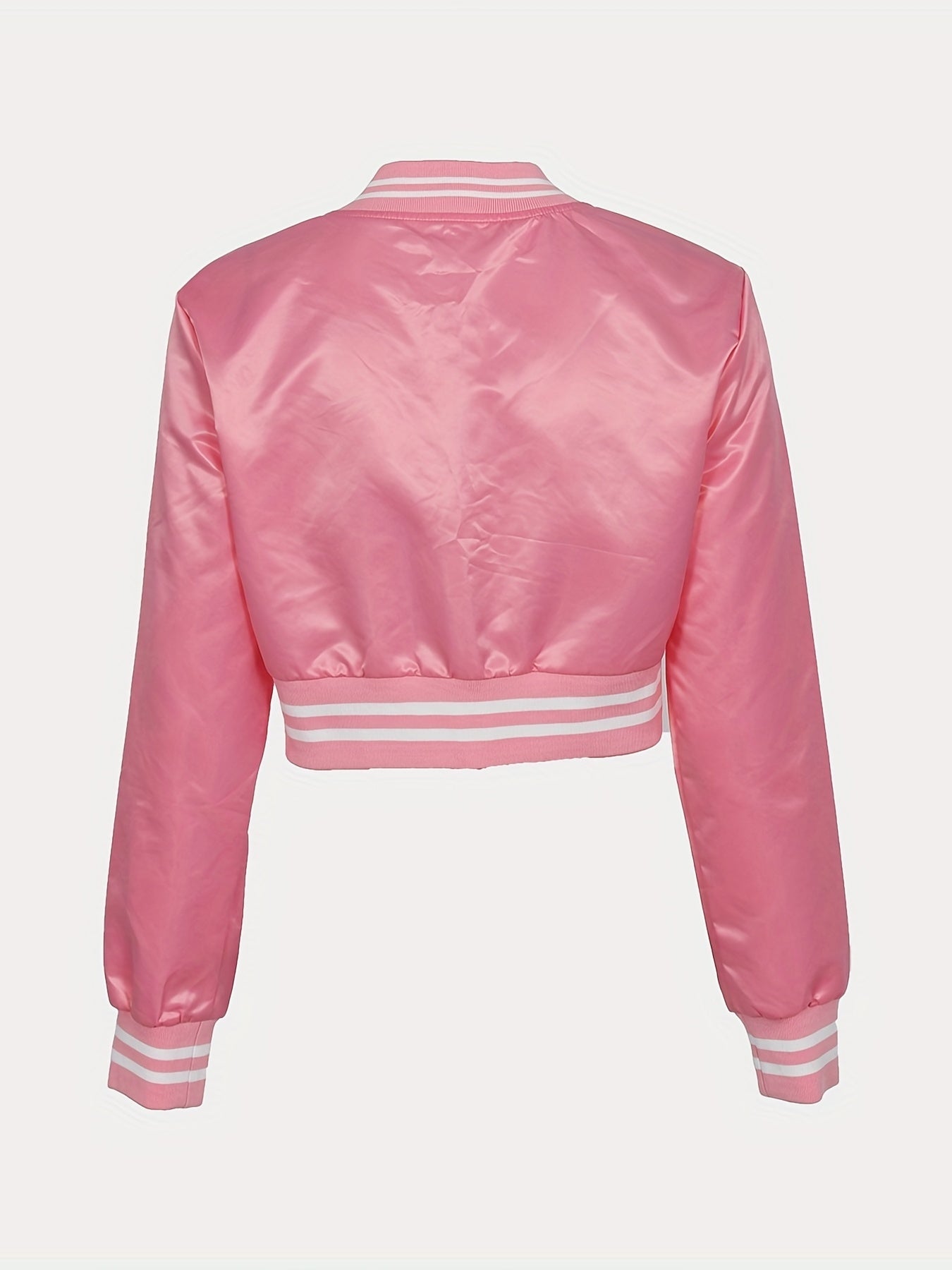 Fashion Long Sleeve Cropped Y2k Casual Sports Jacket, Letter Graphic Striped Jacket, Women's Tops