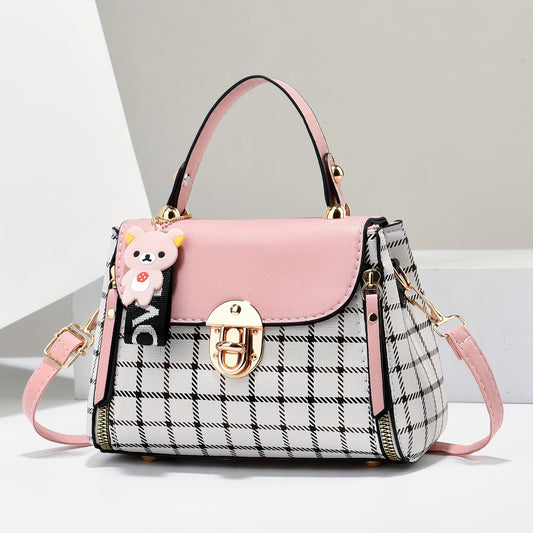 Lightweight Small Purses, Fashion Crossbody Bag, Plaid Pattern Satchel Handbags For Women