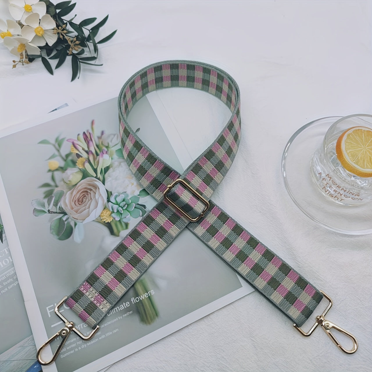 Stylish Checkered Shoulder Bag Strap - Adjustable Buckle, 3.8cm Wide, Durable, Easy to Use, Versatile Accessory for Women's Handbags