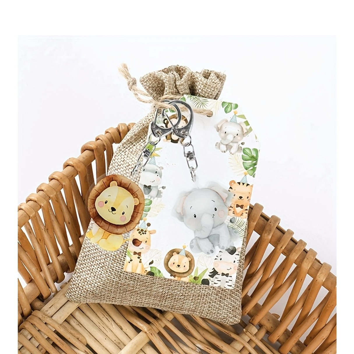 Animal Keychain Set - 5Pcs Cartoon Acrylic Key Rings, Cute Animal Charms for Handbags, Backpacks, Wedding, Birthday Favors - Plastic Keychain Accessories with Various Animal Designs for General Use